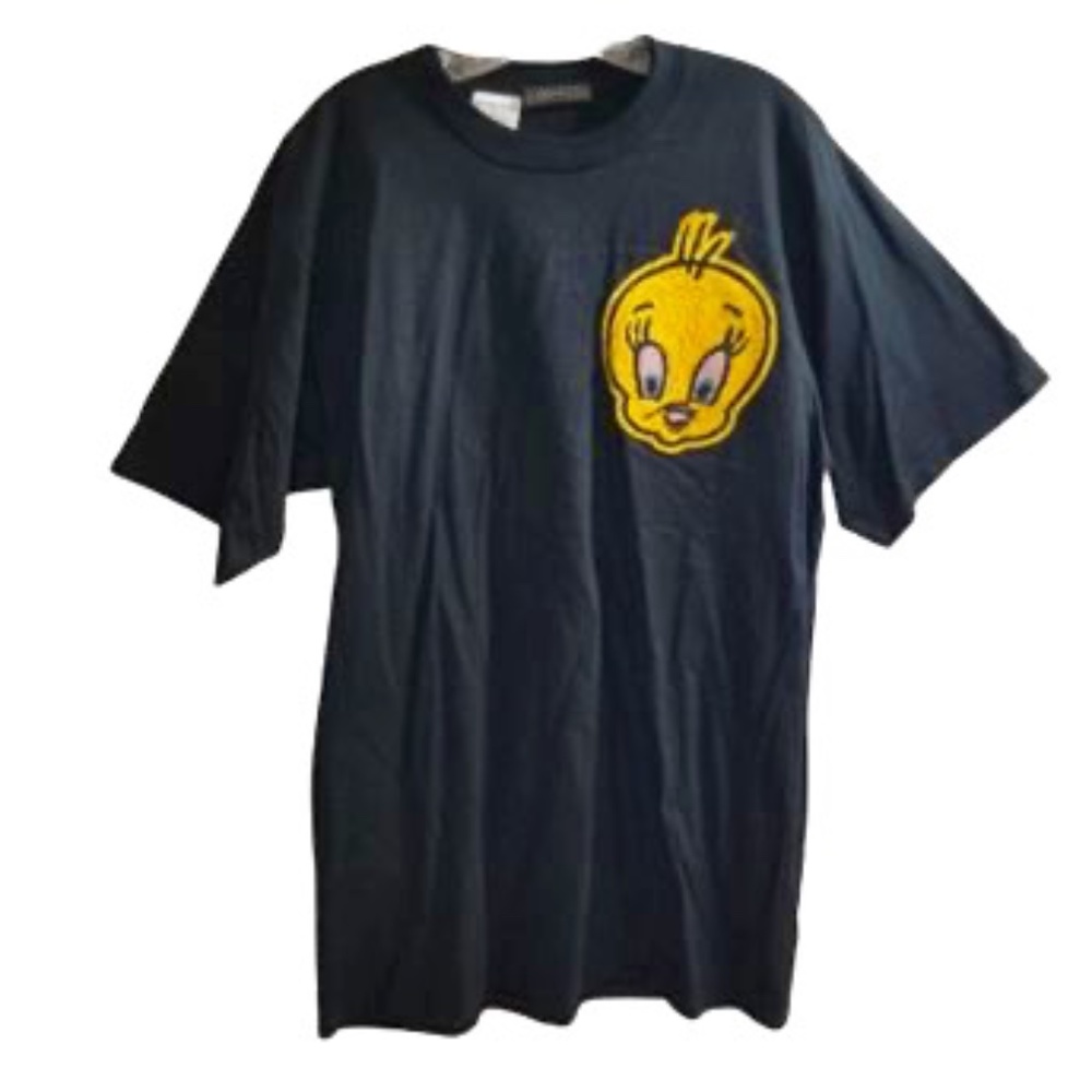 Capriccio Women's Black T- Shirt with Hand Sewn Tweety Bird